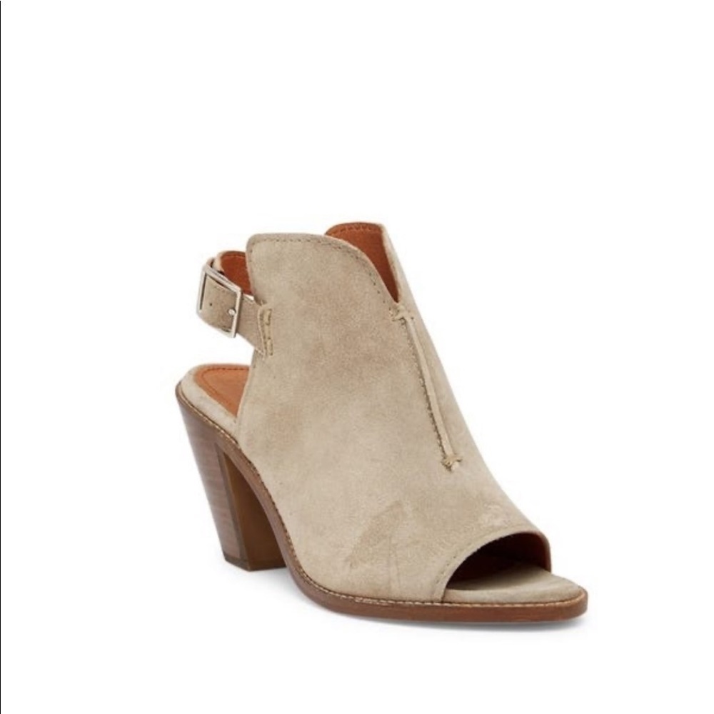 FRYE Courtney Ash Color Slingback Suede Open Toe Bootie Sandel Shoes SZ 9.5